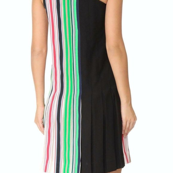 DVF Diane Von Furstenberg One-Shoulder Pleated Ribbon Dress 2 Multicolor Strips - Picture 7 of 11